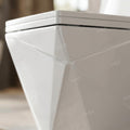 Square western toilet commode rim and bowl design close-up in premium glossy white ceramic finish