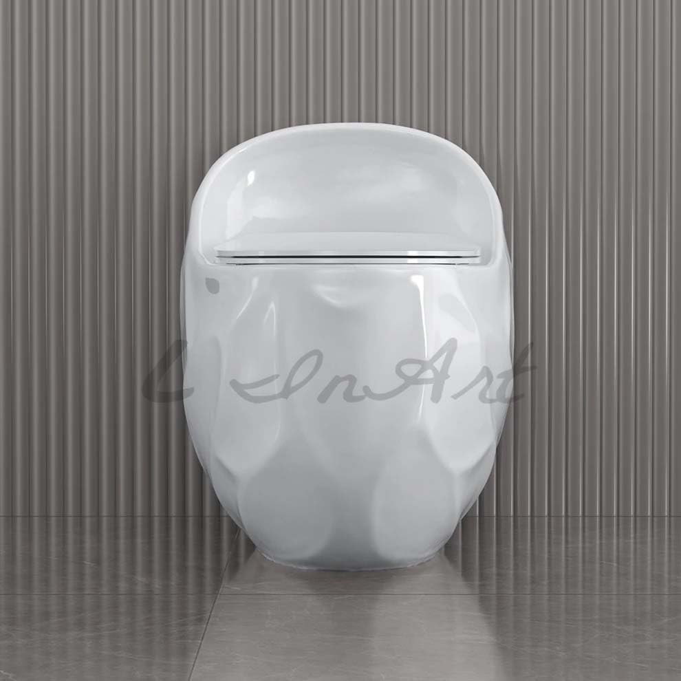 InArt single piece commode, oval shape, P-trap, one piece seat