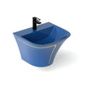 InArt wall hung bathroom sink in premium ceramic, blue glossy finish, ideal for stylish bathroom interior