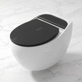 Wall mounted western commode side angle, glossy black and white ceramic wall hung WC for modern bathroom