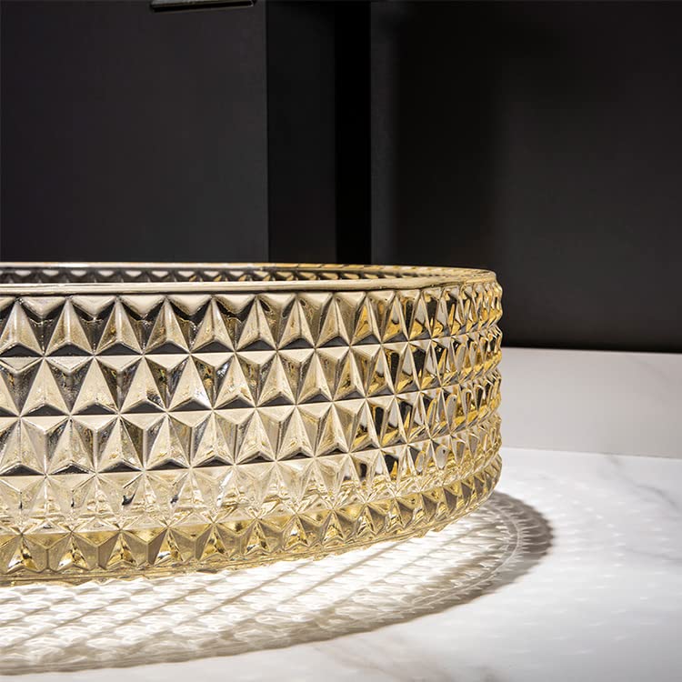 Alloy basin support included with round glass table top basin for stable countertop placement