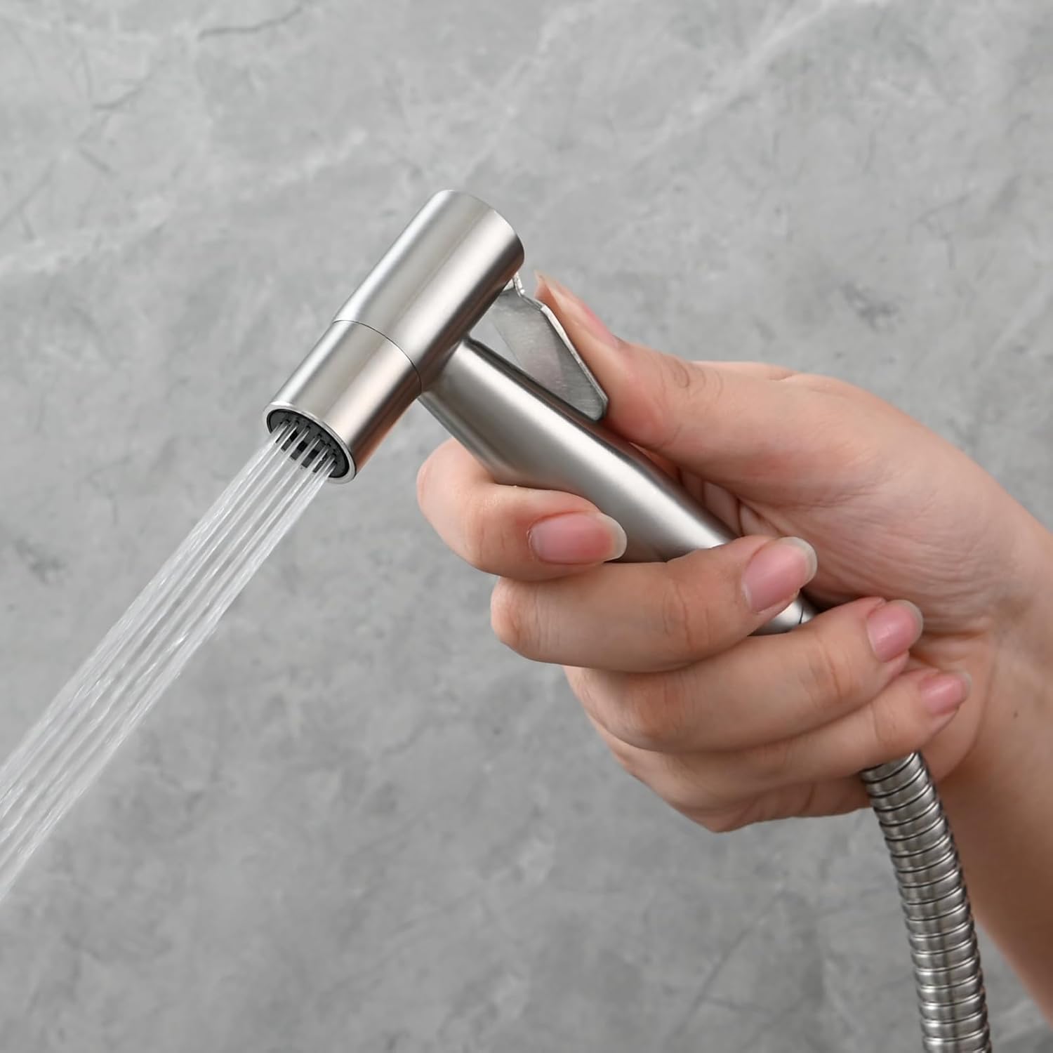 InArt health faucet gun only in stainless steel, heavy duty handheld jet spray gun with brushed finish