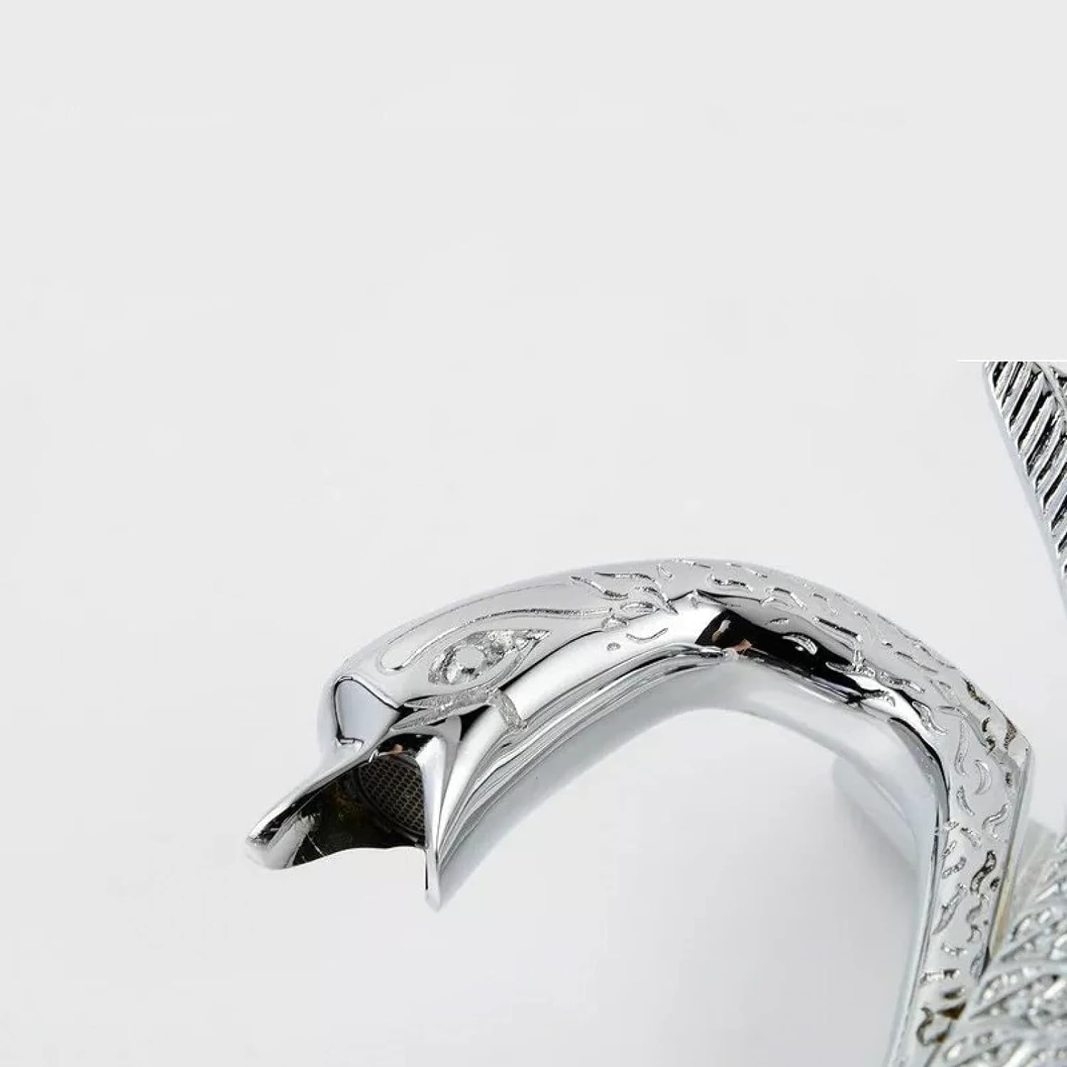 InArt hot and cold basin mixer tap, gooseneck high neck pillar cock in silver shown at right angle