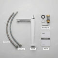Premium brass mixer tap bathroom in white, high neck basin mixer tap for stylish wash basin setup
