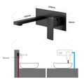 InArt wall mounted sink mixer in matte black brass, spout detail for wall sink mixer in bathroom or washroom