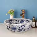 InArt ceramic round table top wash basin design in blue finish, main view