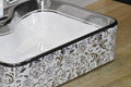 InArt designer table top basin design in silver white ceramic, 3/4 angle view for modern bathroom