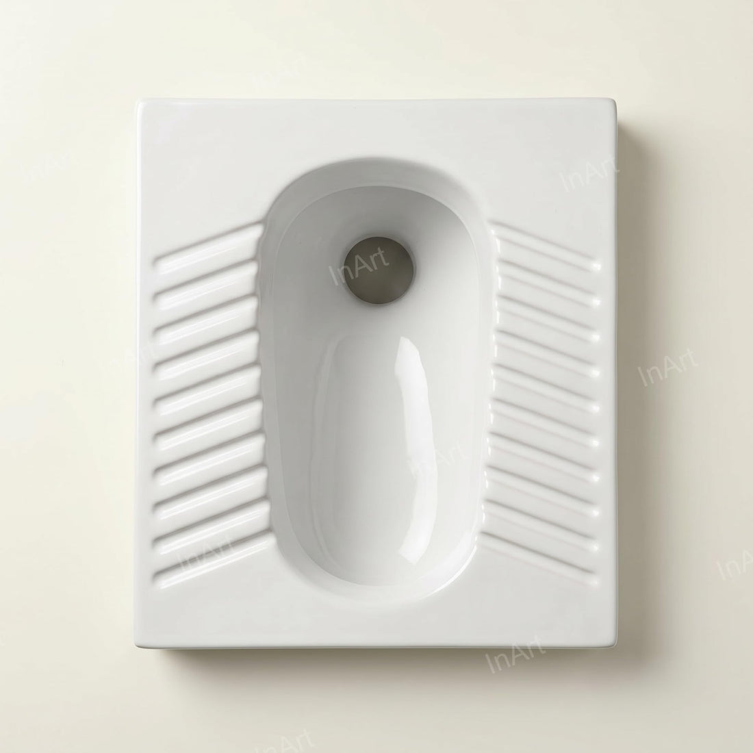 White ceramic Orissa pan 23 inch rectangular floor mounted Indian toilet pan