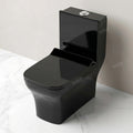 InArt one piece western toilet commode, glossy white ceramic S-trap floor mounted water closet angled view