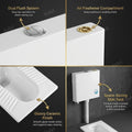 Ceramic Indian toilet pan with flush tank by InArt, white Orissa pan slim flush tank combo, top angle view