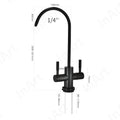 InArt two way drinking water tap with dual handles, SS304 black matte RO tap shown in angled view