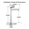 Top view of single lever wash basin mixer, smooth brass body with white gold finish for daily use