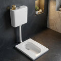 Buy Orissa pan with flush tank combo by InArt, glossy white ceramic rectangular Indian toilet set, 20 inch