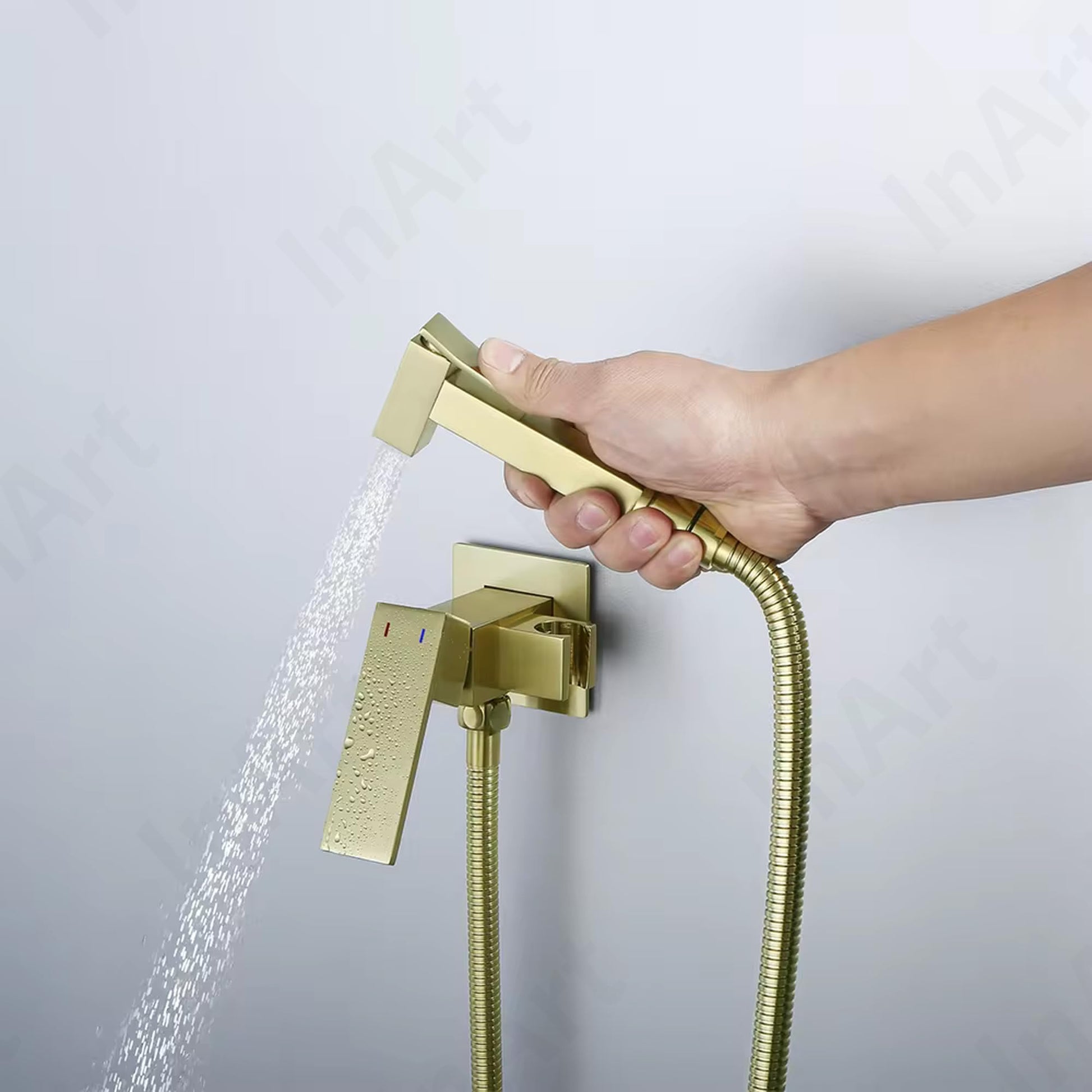 Health faucet for low water pressure, premium toilet jet spray set with pipe, gold brass finish
