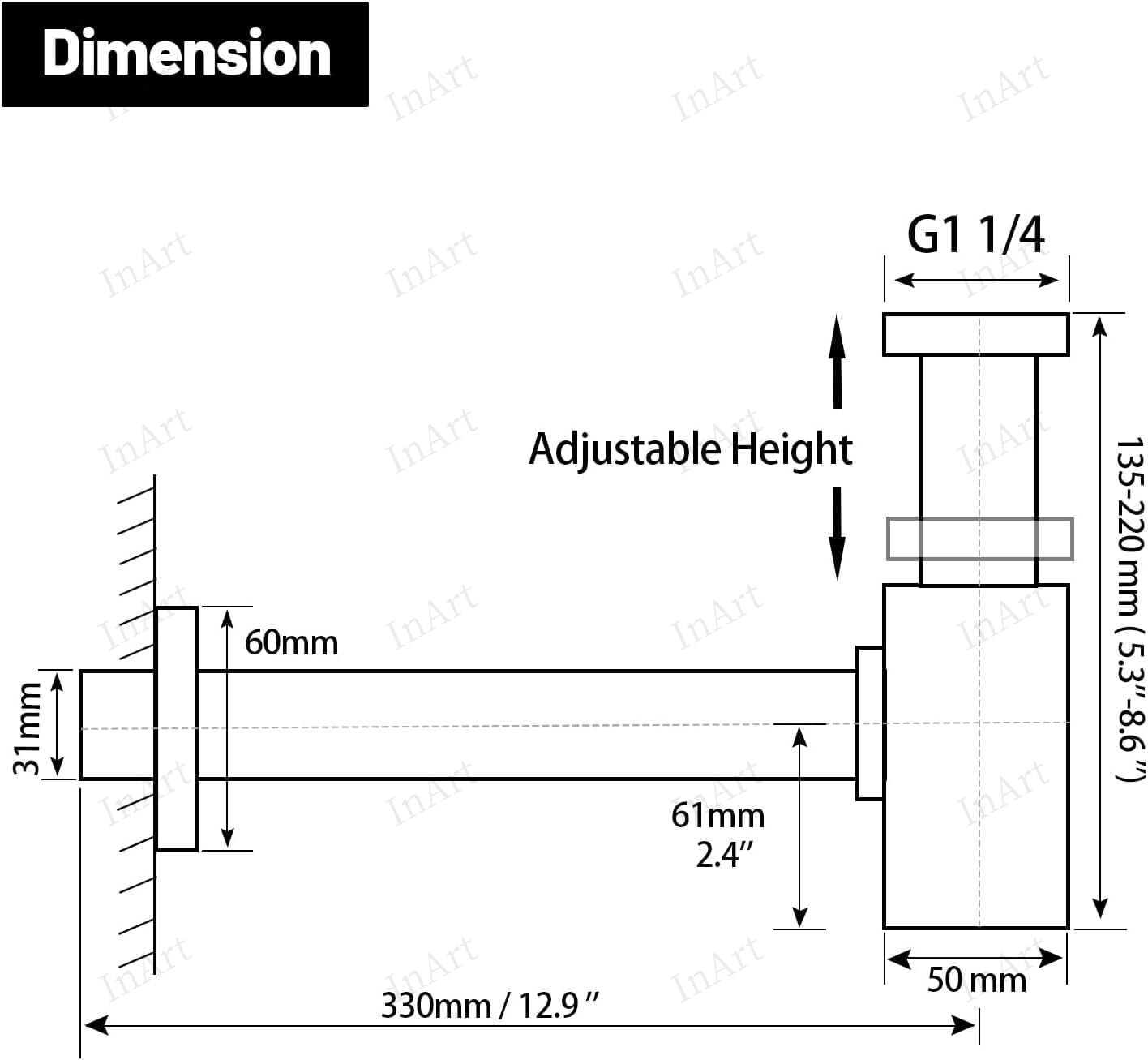 Wash basin bottle trap with 12 inch pipe, matt black brass bottle trap plumbing fittings India