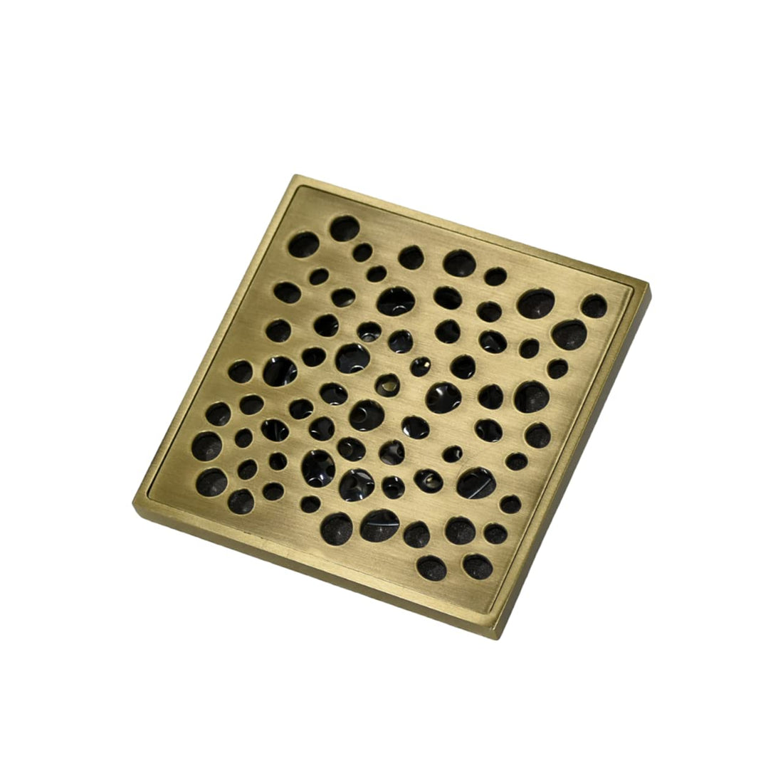 InArt brass floor drain jali square with cockroach trap, antique bronze finish, main view