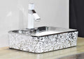 InArt ceramic table top wash basin, rectangular silver white finish, main front view