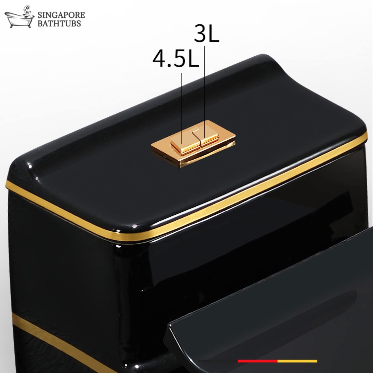 One piece ceramic toilet commode in glossy white, oval European style water closet rear angle view