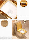 InArt golden finish ceramic one piece western toilet, top view showing square seat and sleek tank design