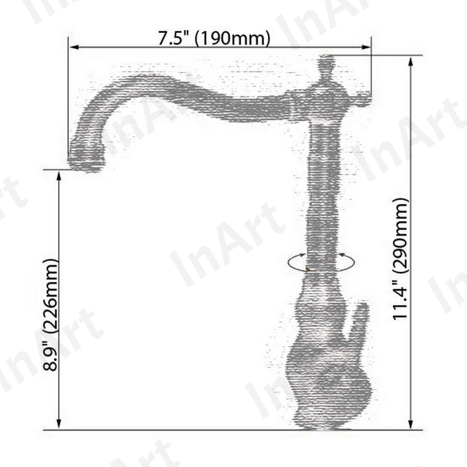 InArt mixer tap single lever with lever handle, antique brass sink mixer tap shown at 3/4 angle