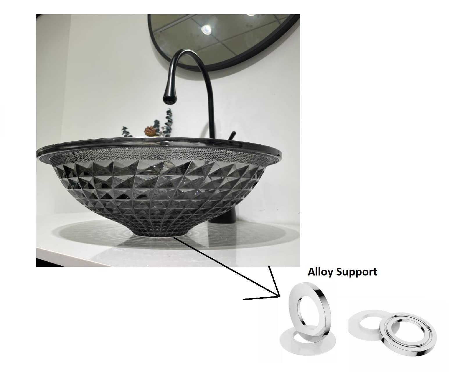 InArt table top wash basin price in India option, glossy black square glass basin for bathroom counter