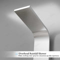 Detail of 3 body jets on chrome shower panel set, stainless steel rectangular tower for bathroom