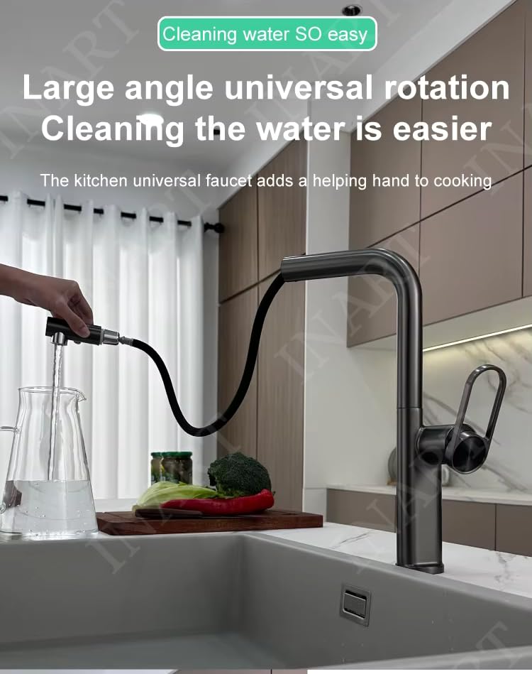 Pull-out sink mixer tap for the sink InArt gun grey