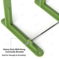 Toilet wall hung bracket set, angled view of universal metal commode chair support frame