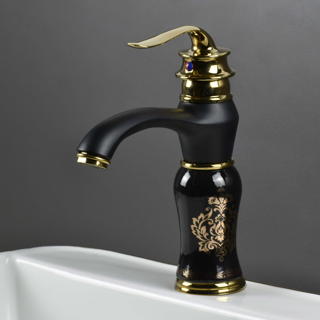 InArt jaquar wash basin tap style, black gold glossy zinc single lever basin mixer, deck mount waterfall design