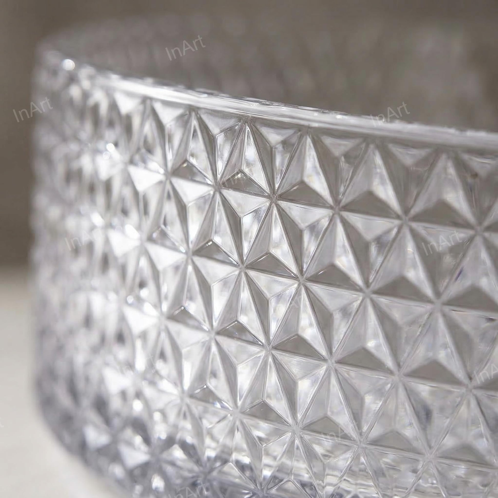 Table top glass wash basin for bathroom, clear square bowl with premium finish, top view
