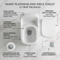 Ceramic one piece western toilet commode, glossy white oval rimless design, 3/4 angle view for modern bathroom