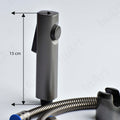 High pressure health faucet for toilet with 1.2 metre hose, close-up of ABS spray head in grey