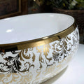 Oval table top wash basin online in white and gold, modern minimalist bathroom basin for washroom