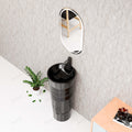 InArt one piece pedestal wash basin in black finish, square ceramic basin, side angle view