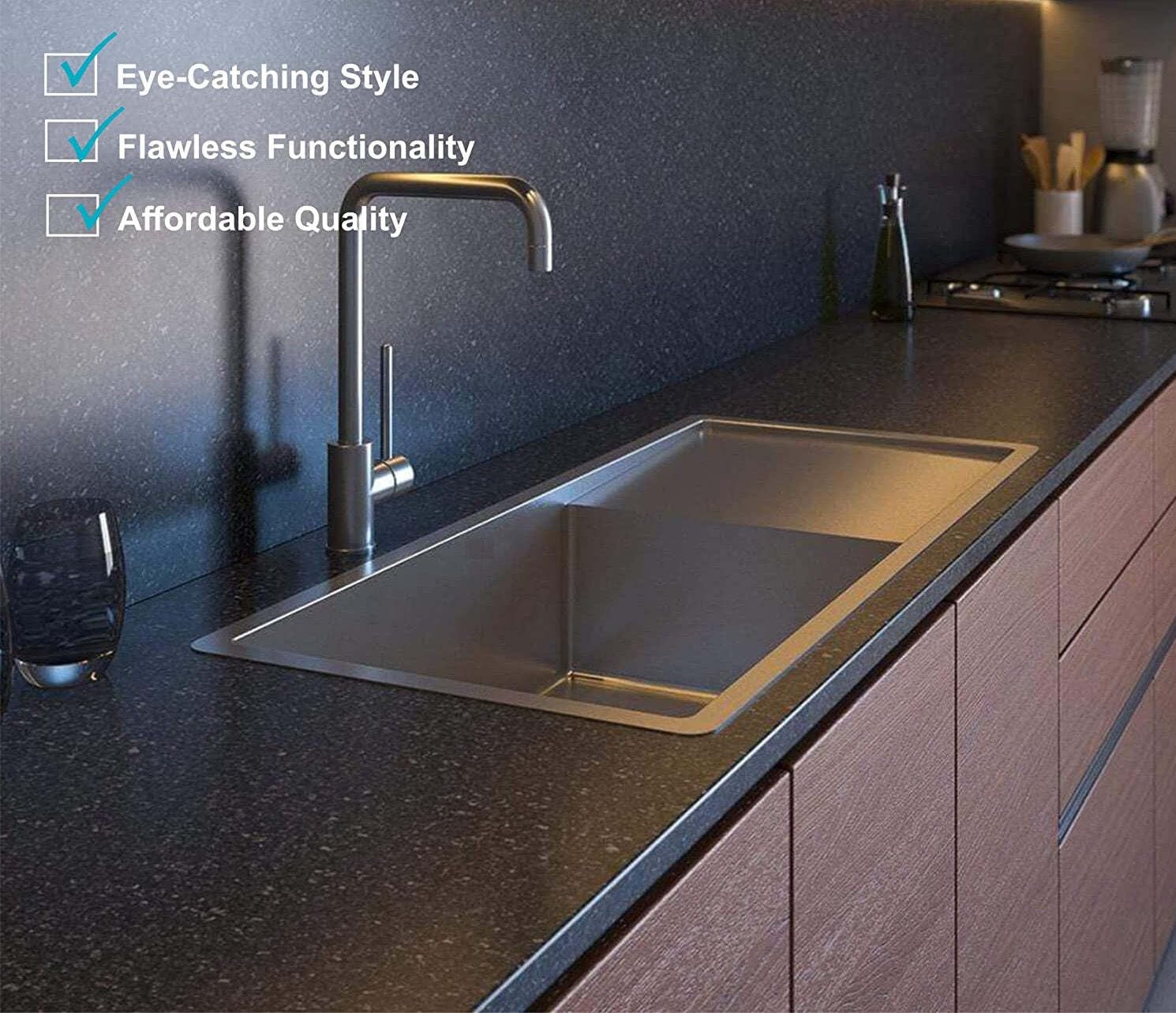 InArt 304 grade SS kitchen sink with waste coupling and fruit basket, 2mm thick handmade satin finish