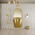 InArt premium ceramic wall mounted commode with soft close seat, gold finish EWC for Indian bathrooms