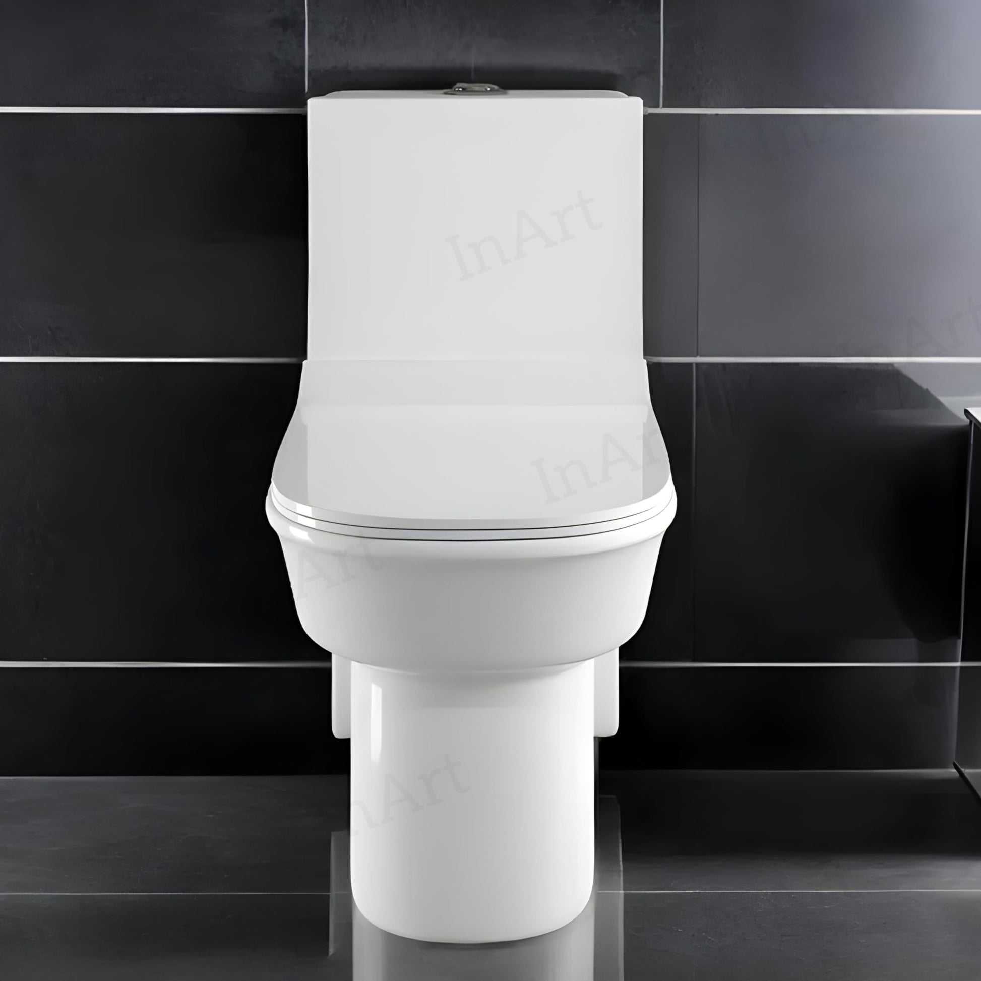 Premium InArt ceramic one piece western toilet for modern Indian bathroom, floor mounted design with 10 year warranty