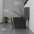 InArt premium sanitaryware black one piece closet in modern bathroom, square rimless floor mounted WC