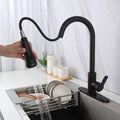 Modern kitchen sink taps black with pull out mixer tap, premium matte black finish for Indian kitchens