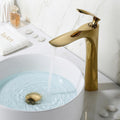 InArt wash basin mixer tap in gold finish, long body pillar tap for bathroom wash basin