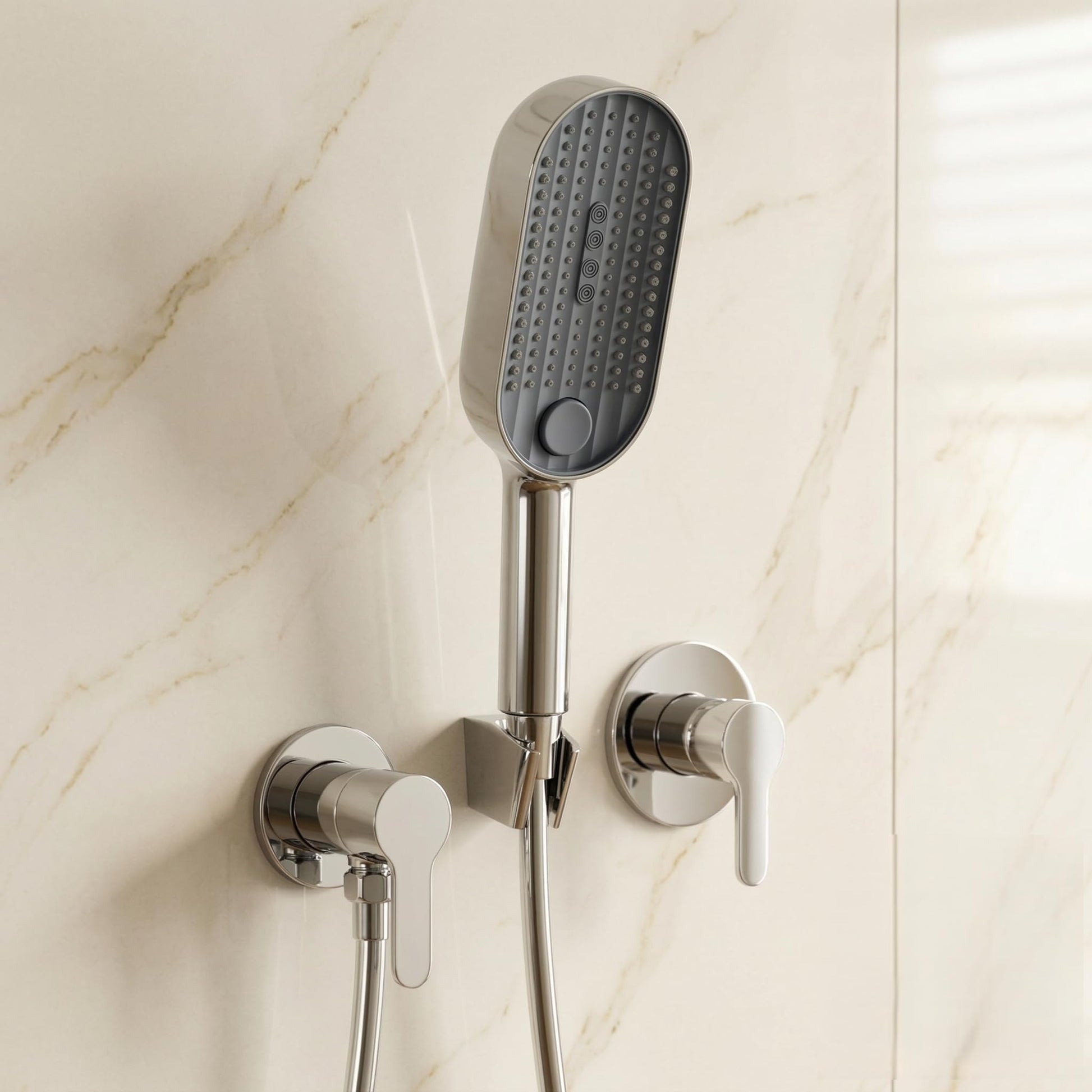 Chrome finish hand shower for bathroom InArt ABS round handheld shower head 3 function
