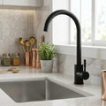 InArt steel tap for kitchen in matte black stainless steel, single lever 360° swivel sink mixer