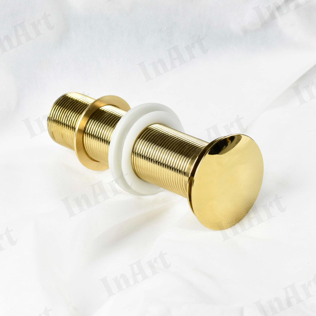 InArt 32 mm pop up waste coupling for wash basin, brass round full threaded gold finish, main view
