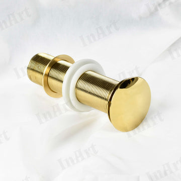 InArt 32 mm pop up waste coupling for wash basin, brass round full threaded gold finish, main view