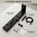 Tub spout outlet on matte black shower panel with mixer hot and cold, premium 304 stainless steel