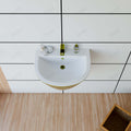 InArt wall mounted small wash basin, glossy white ceramic with gold accents, ideal for living room wash area