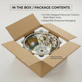 Luxury designer wash basin for hotel bathroom, round ceramic tabletop basin with vibrant floral artwork