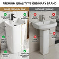 Luxury wash basin for bathroom and washroom, glossy white gold ceramic pedestal basin with tap hole, top view
