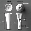 Designer pedestal wash basin in glossy white ceramic, round one piece basin and pedestal, side angle view