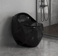 InArt black western toilet commode in glossy ceramic, oval one piece water closet with soft close seat